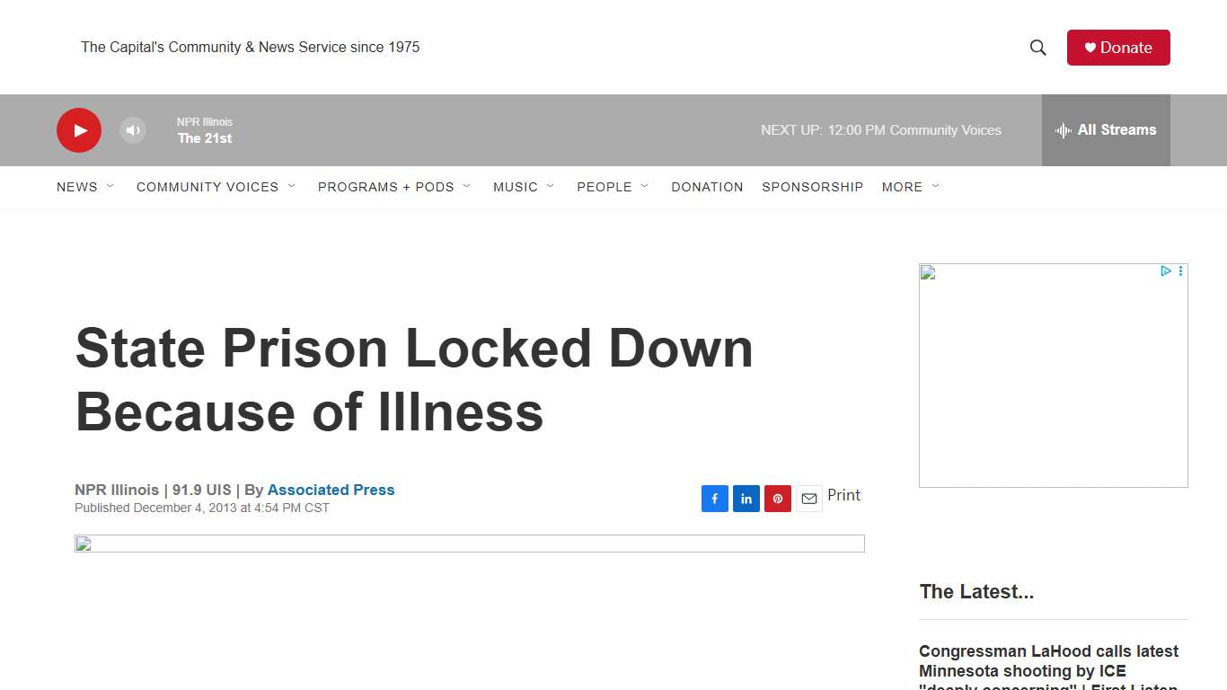 State Prison Locked Down Because of Illness NPR Illinois